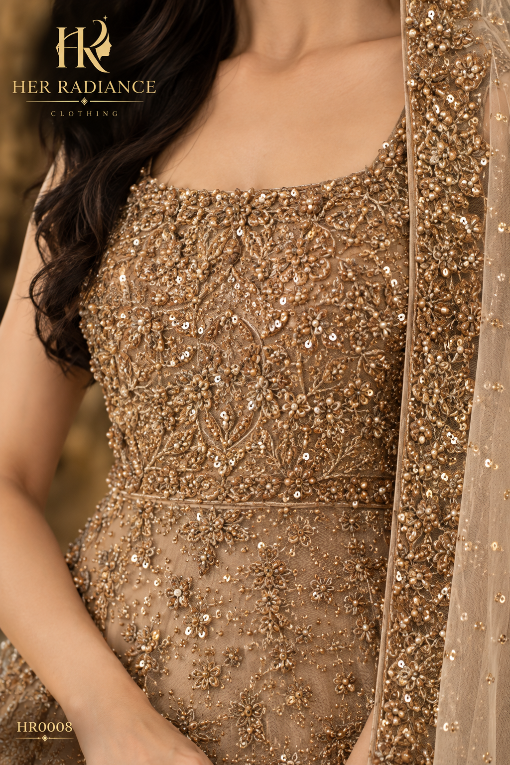 Coffee Tail Pakistani Bridal Wear Maxi