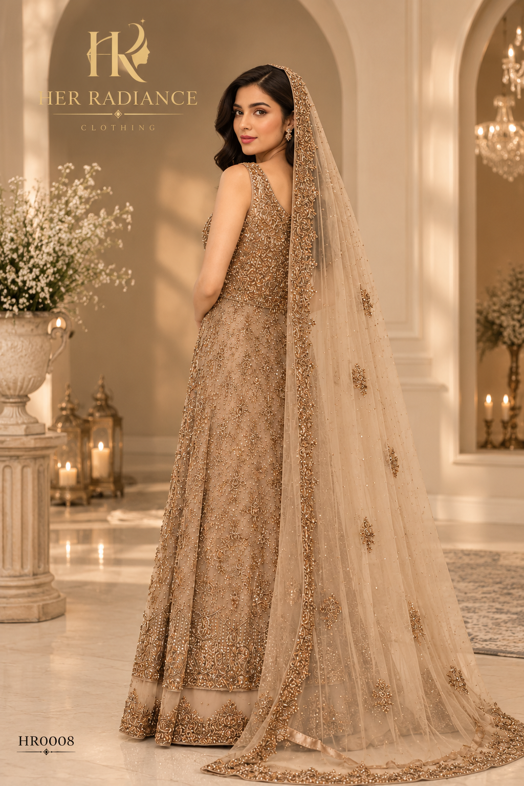 Coffee Tail Pakistani Bridal Wear Maxi