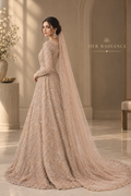 Peach Heavy Embroidered Pakistani Bridal Maxi