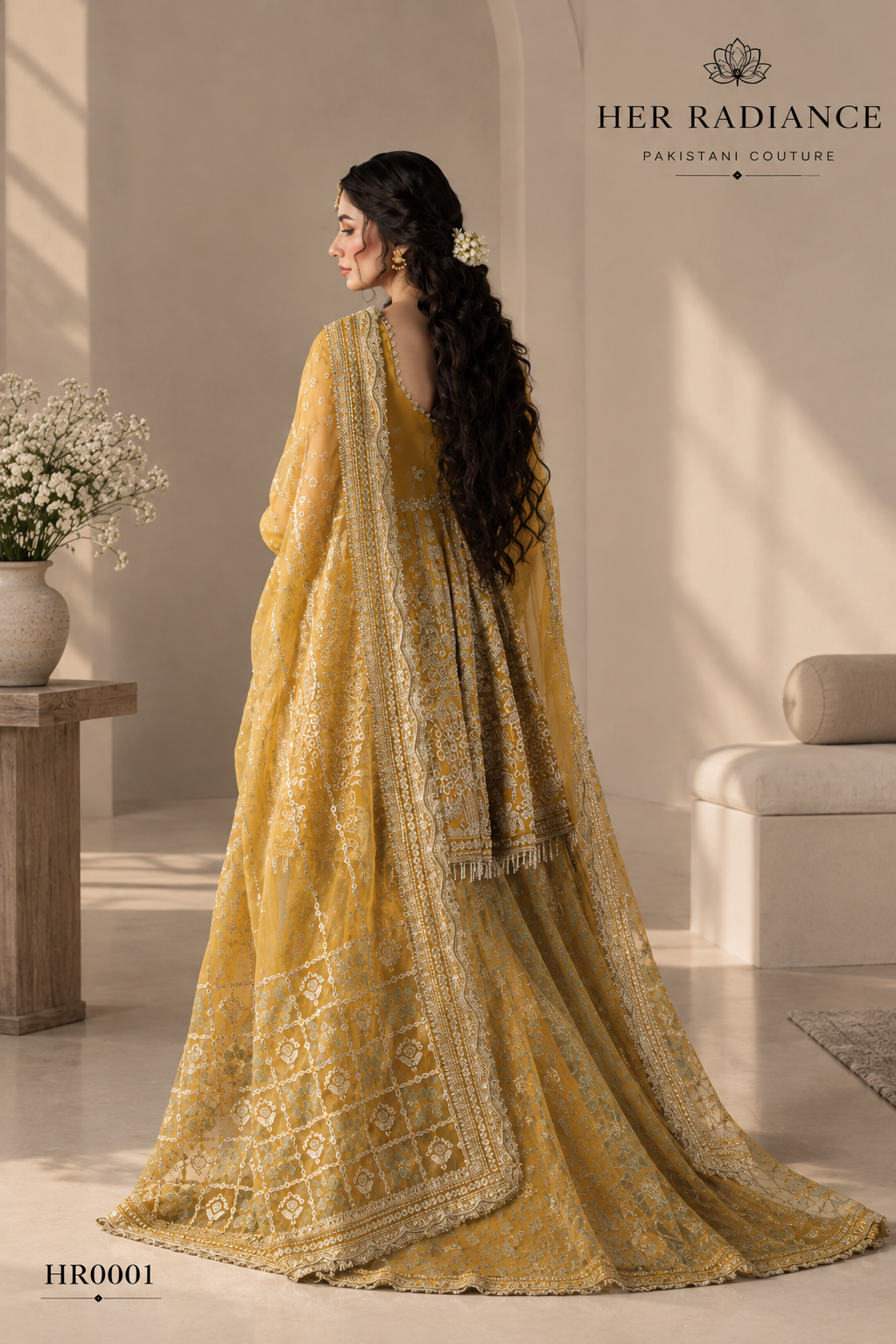 Mustard Yellow Heavily Embroidered Sharara