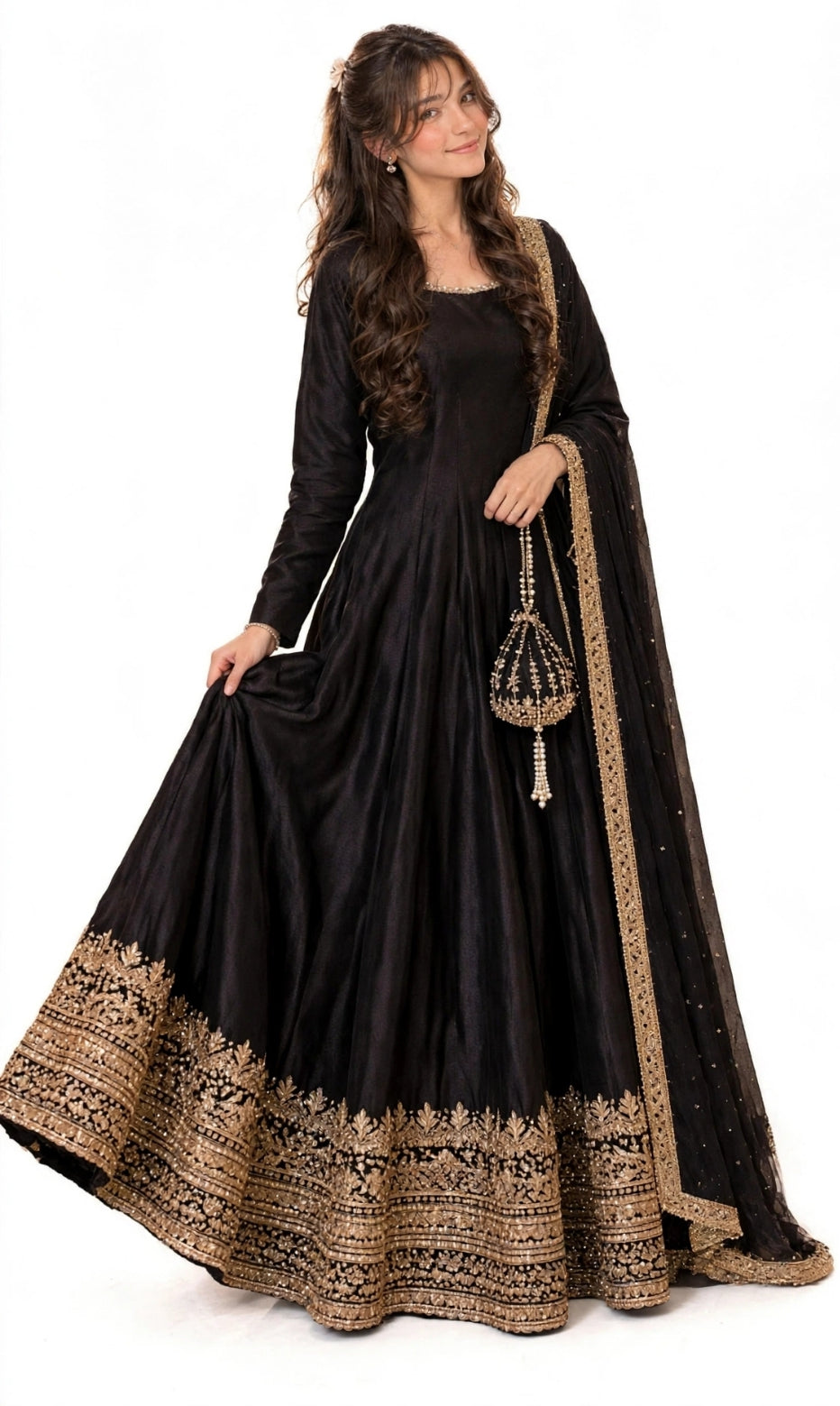 NOOR-E-MAH - Jet Black Luxury Maxi