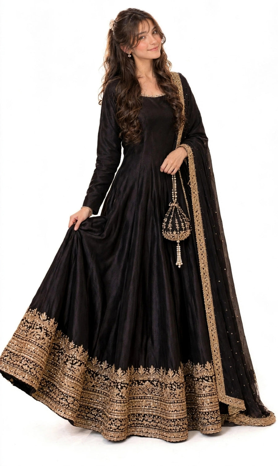 NOOR-E-MAH - Jet Black Luxury Maxi