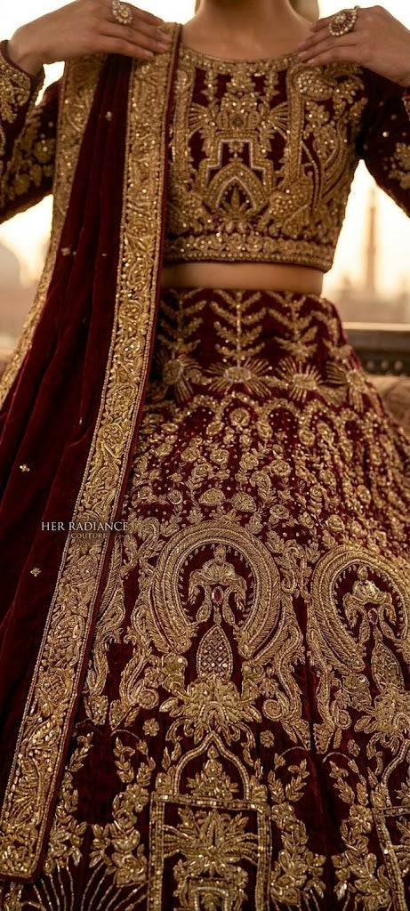 Royal Maroon Bridal Lehenga Choli