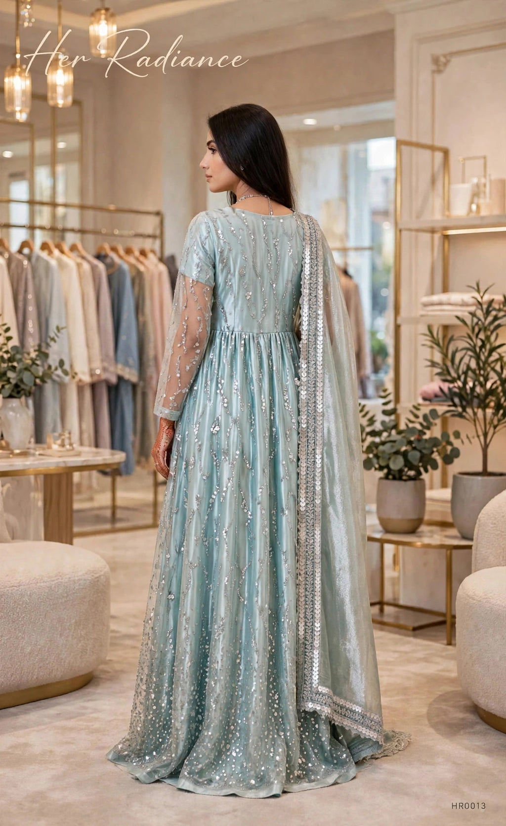 Ice Blue Organza Maxi