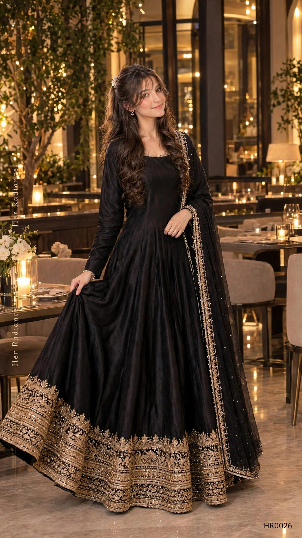 NOOR-E-MAH - Jet Black Luxury Maxi
