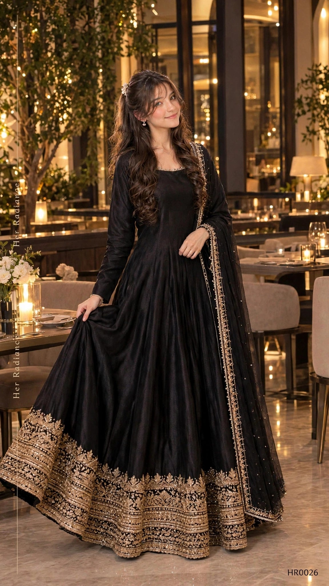 NOOR-E-MAH - Jet Black Luxury Maxi