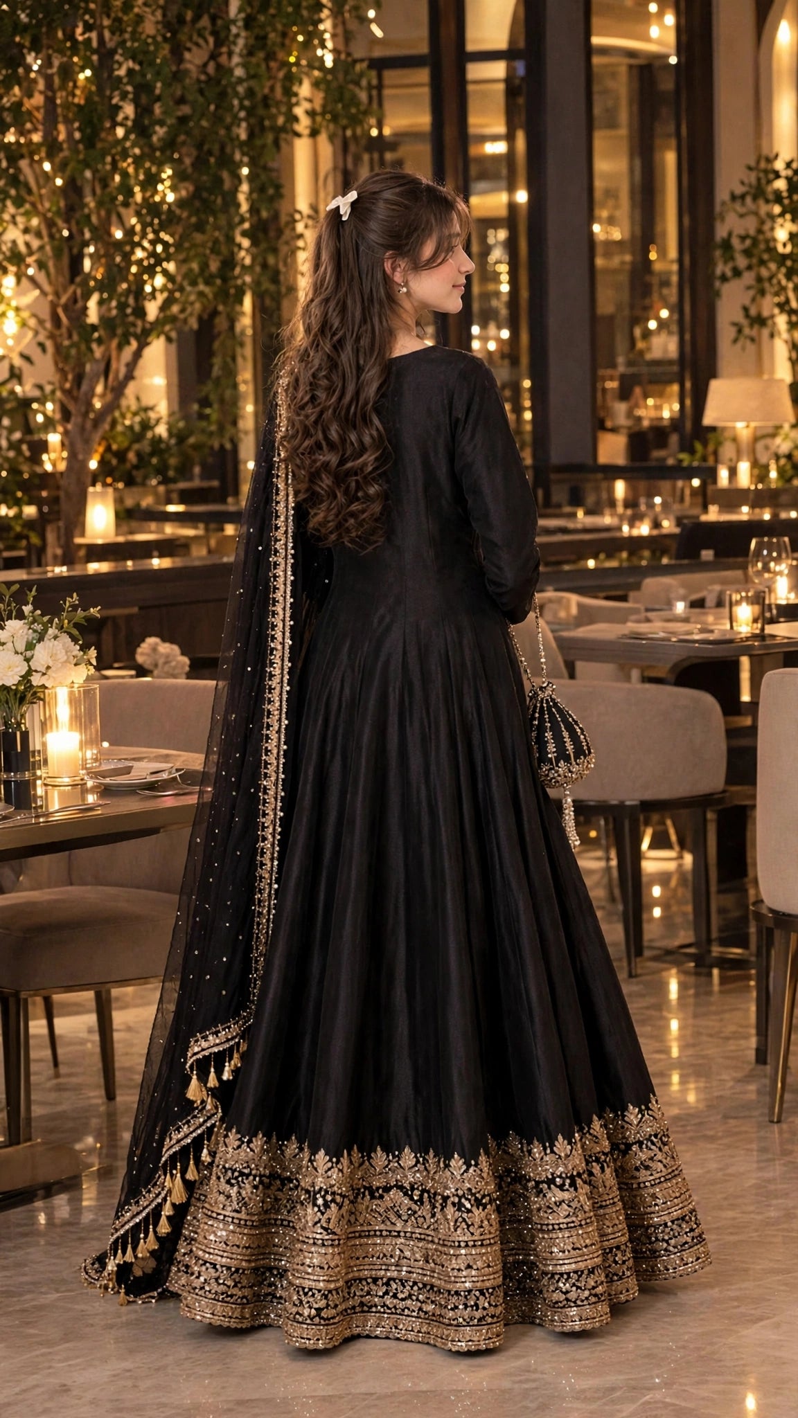 NOOR-E-MAH - Jet Black Luxury Maxi