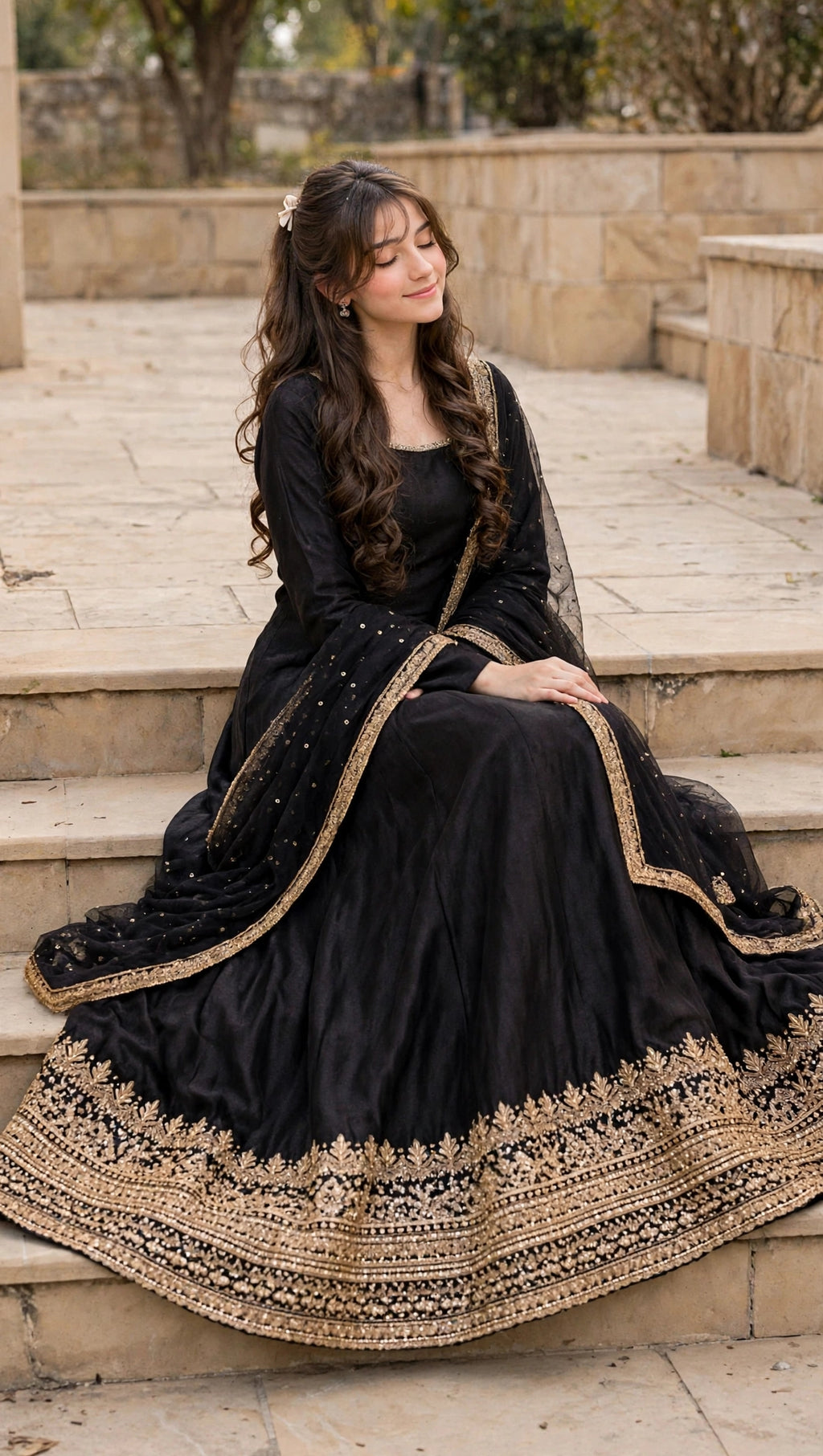NOOR-E-MAH - Jet Black Luxury Maxi