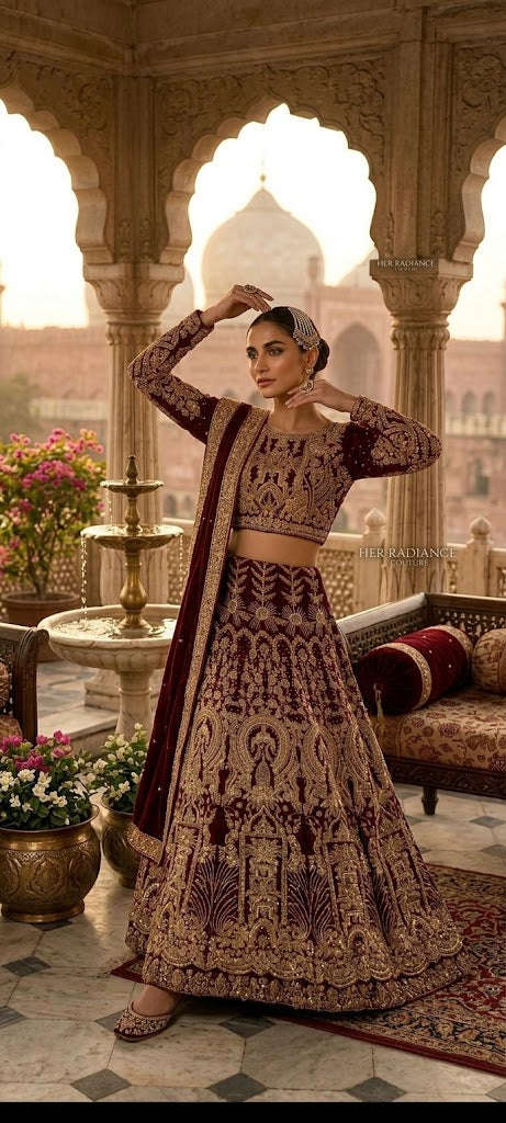 Royal Maroon Bridal Lehenga Choli