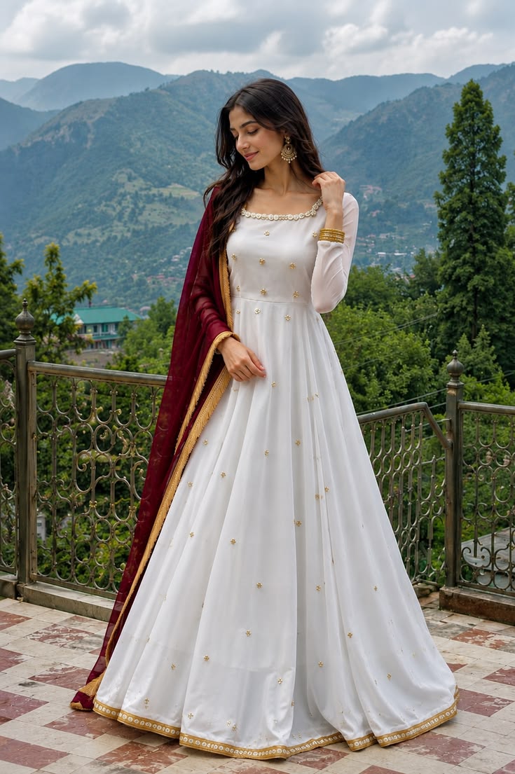 Ivory & Maroon Luxury Formal