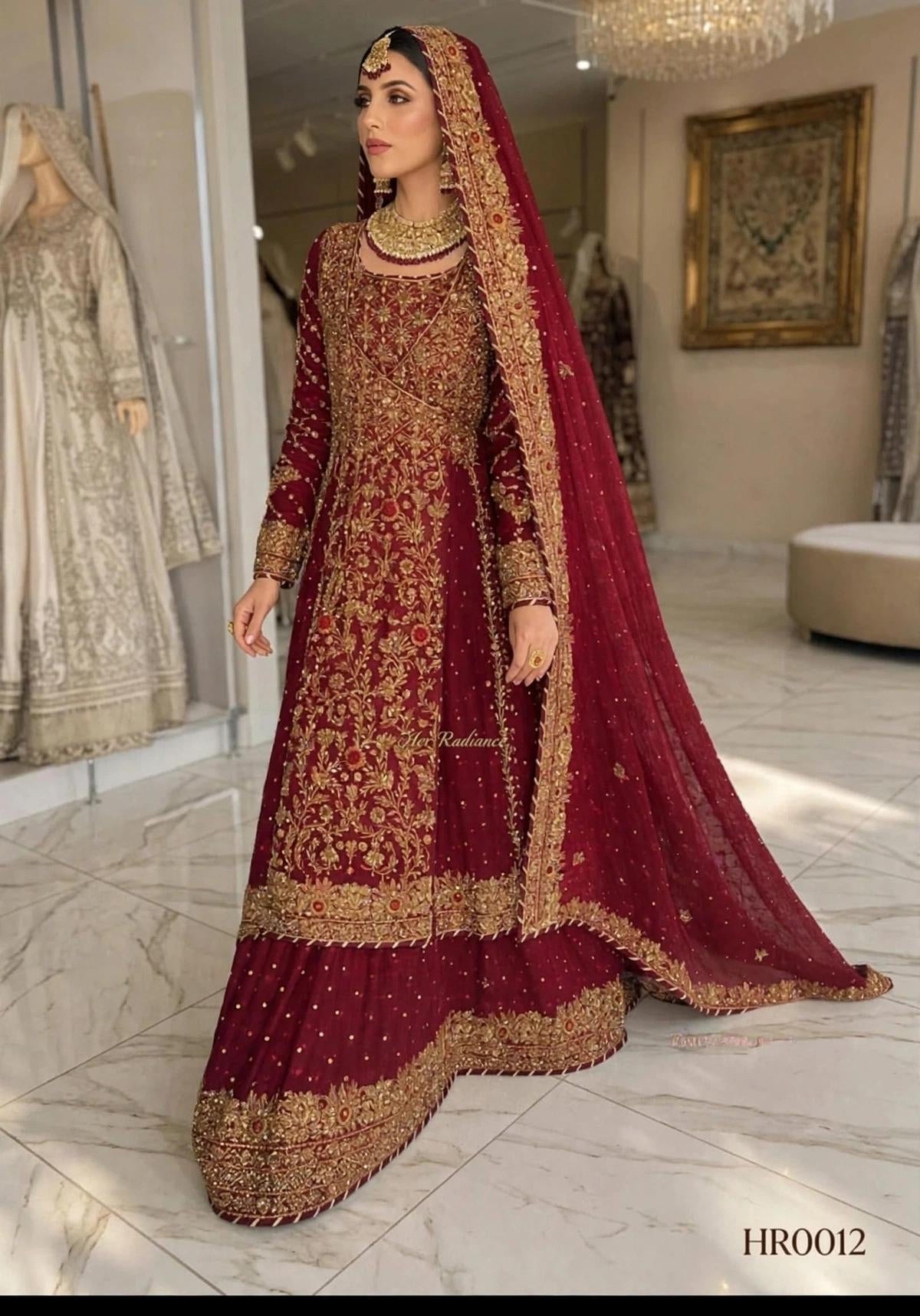 Maroon Heavy Farshi Sharara - Bridal Edition