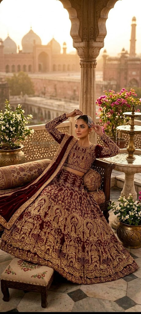 Royal Maroon Bridal Lehenga Choli