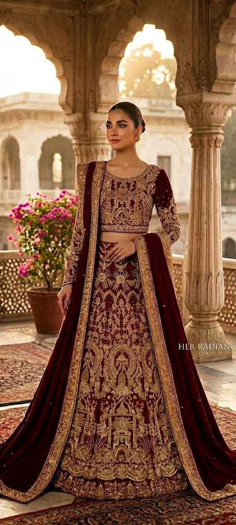 Royal Maroon Bridal Lehenga Choli