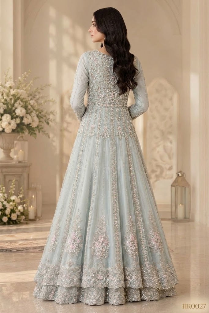Ice Blue Serenity - Double Layer Valima Peshwas