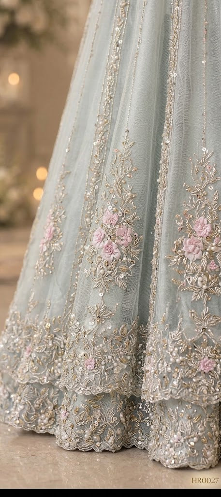 Ice Blue Serenity - Double Layer Valima Peshwas