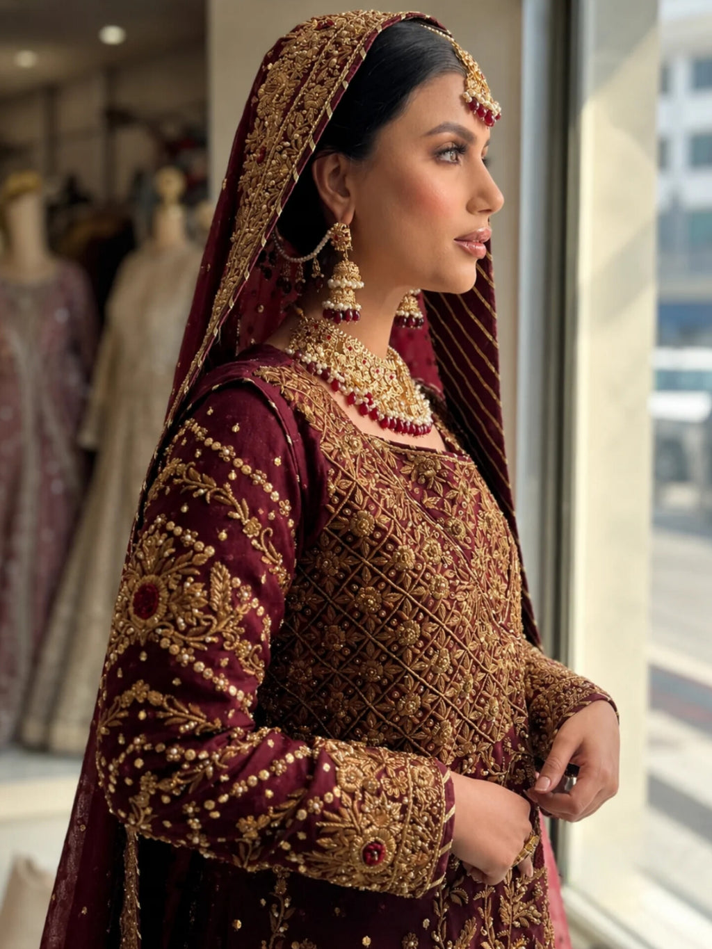 Maroon Heavy Farshi Sharara - Bridal Edition