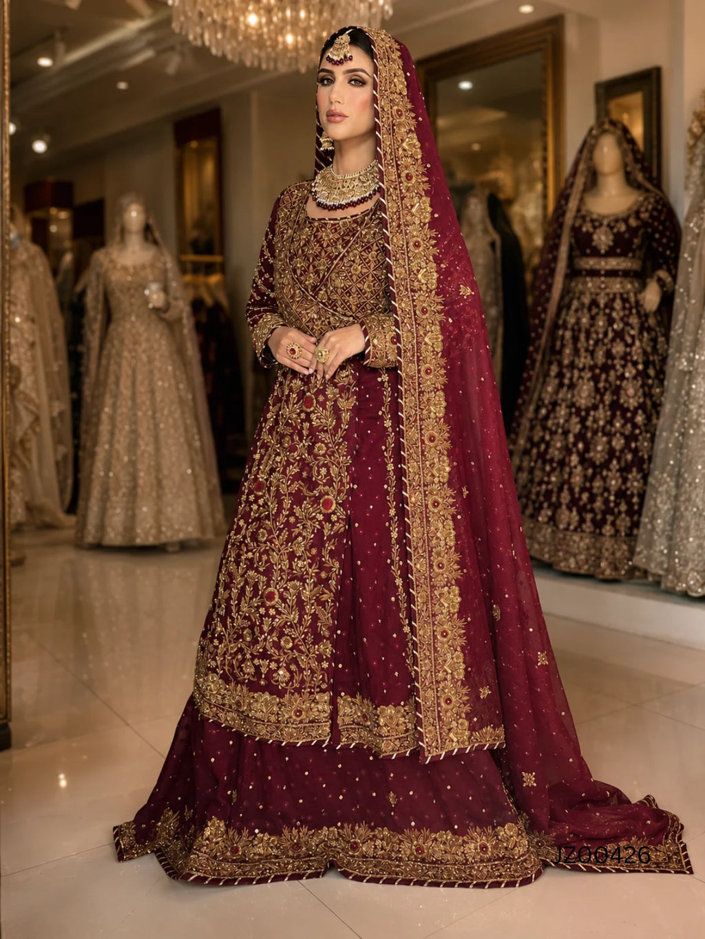 Maroon Heavy Farshi Sharara - Bridal Edition