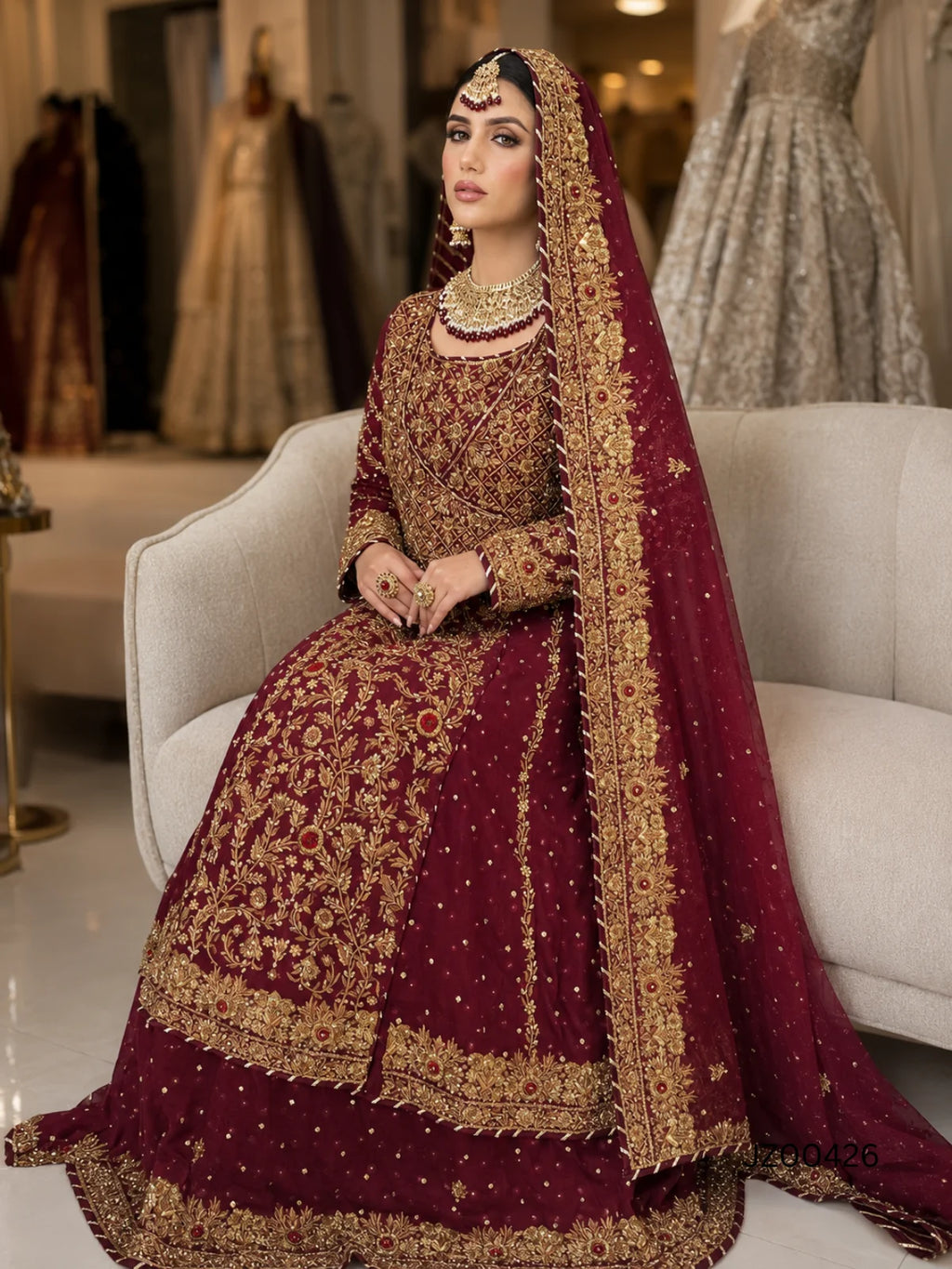 Maroon Heavy Farshi Sharara - Bridal Edition