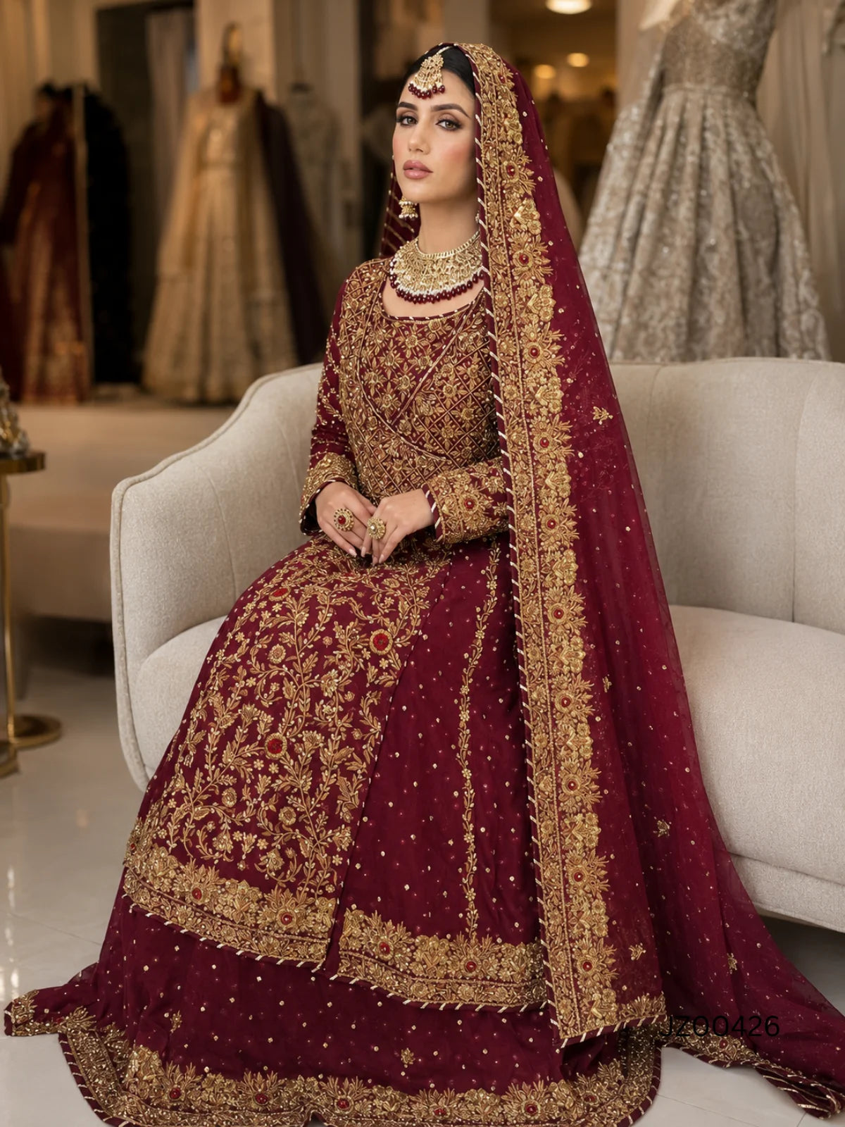 Maroon Heavy Farshi Sharara - Bridal Edition